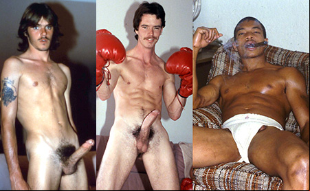 three old reliable models one tattooed one with boxing gloves one smoking